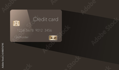 A credit card casts a shadow in this minimalist image with limited color mixed with grey, blacks and whites.