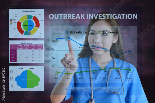 Fotografie Female doctor working on data analysis for outbreak investigation