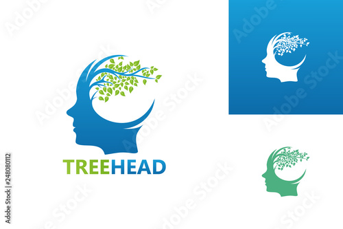 Tree Head Logo Template Design Vector, Emblem, Design Concept, Creative Symbol, Icon