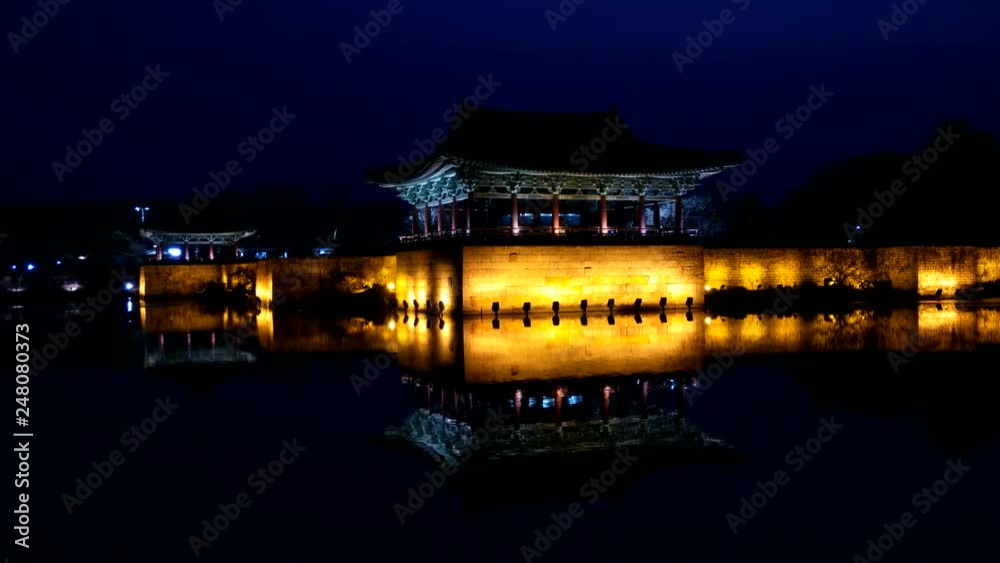 Night view of Gyeongju Donggung Palace and Wolji Pond Night view of Gyeongju Donggung Palace and Wolji Pond