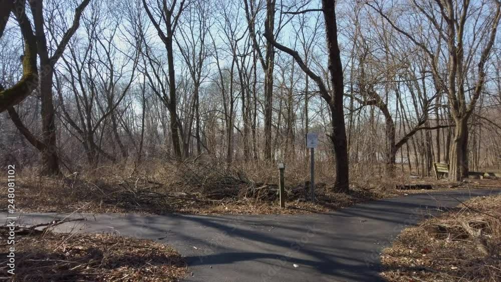 Trail in a nature preserve NJ USA in winter Trail in a nature preserve NJ USA in winter