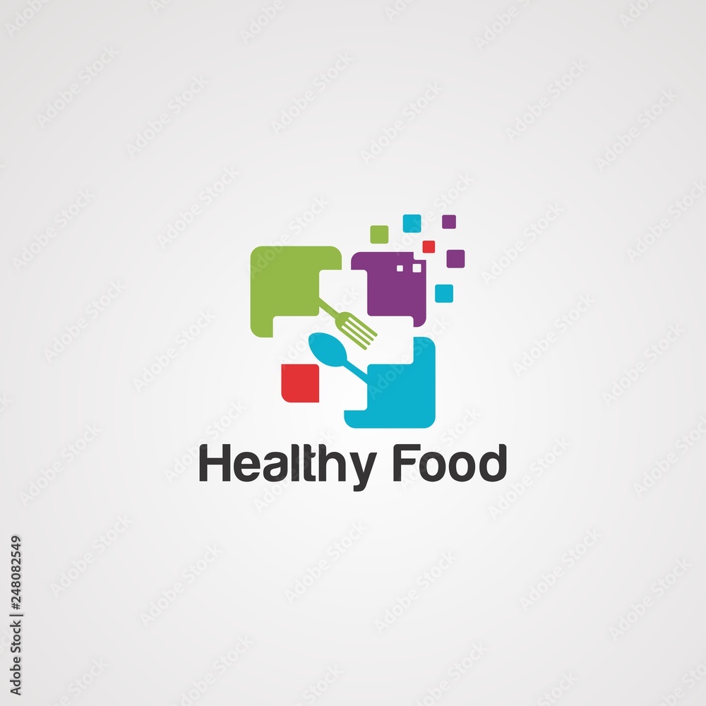 Naklejka healthy food logo vector,icon,element,and template