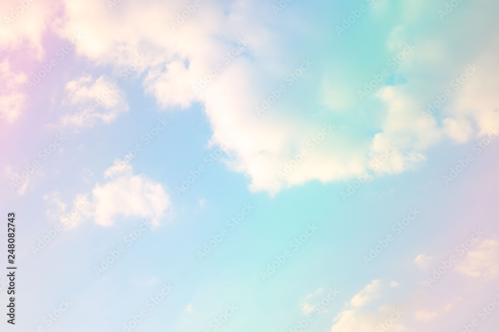 Beautiful colorful sky pastel with white clouds for background .