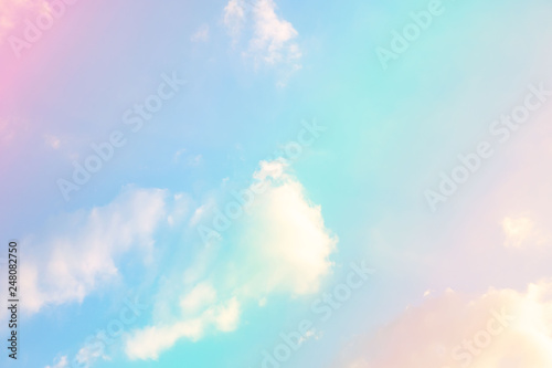 Beautiful colorful sky pastel with white clouds for background .