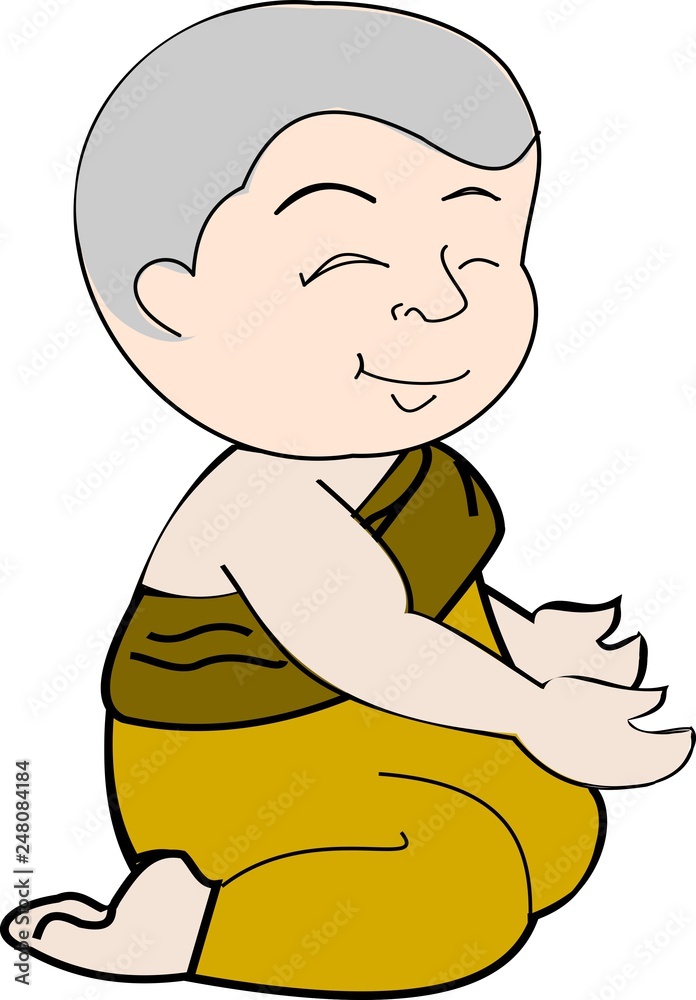 Cartoon images of monks sitting, fat people, Buddhism Cartoon images of monks sitting, fat people, Buddhism