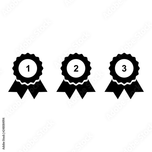 medal icon set isolated vector