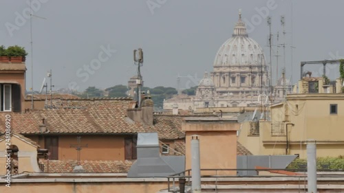 St PeterA�€™s Cathedral and Rooftops from Piazza del Quirinale, Rome, Lazio, Italy, Europe photo