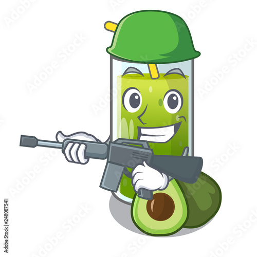 Army avocado smoothies in a mascot glass