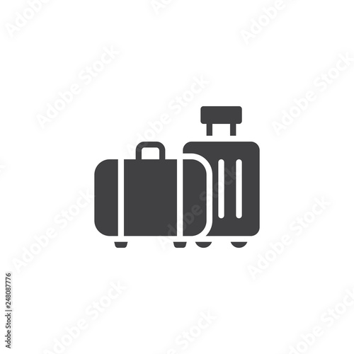Travel bags vector icon. filled flat sign for mobile concept and web design. Luggage simple solid icon. Symbol, logo illustration. Pixel perfect vector graphics