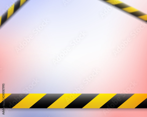 Vector illustration of the attention line. Yellow black police warning tapes, fencing. Danger sign. Do not cross the fence. Place for text.