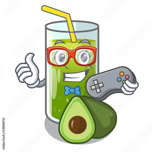 Gamer avocado smoothies are isolated on characters