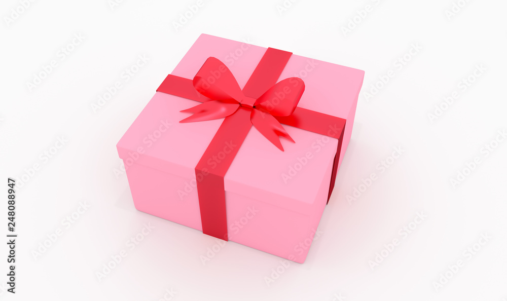 gift box with red bow isolated on white background