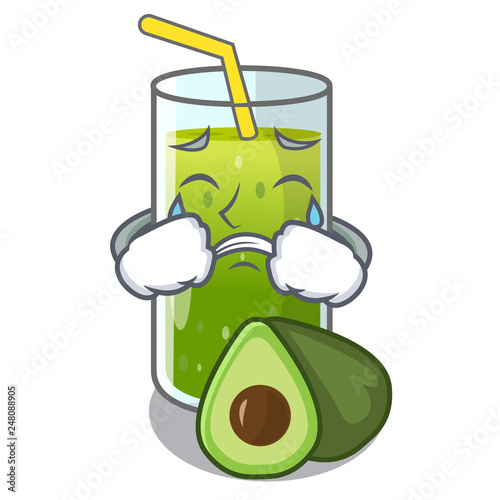 Crying avocado smoothies are isolated on characters