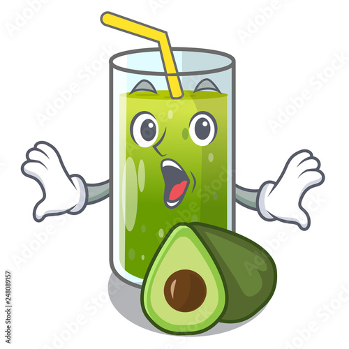 Surprised avocado smoothies are isolated on characters