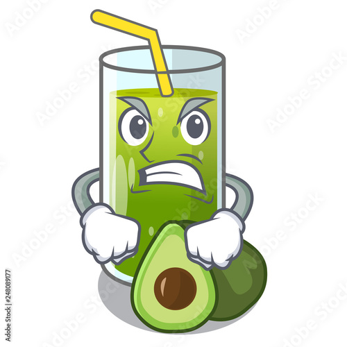 Angry avocado smoothies are isolated on characters