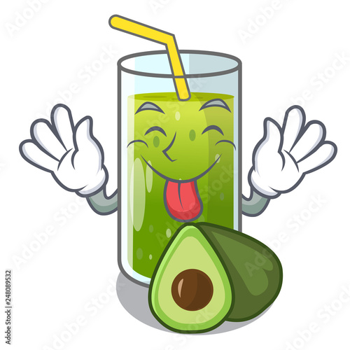 Tongue out avocado smoothies in the cartoon shape