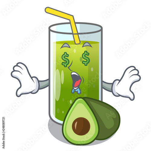 Money eye avocado smoothies in the cartoon shape