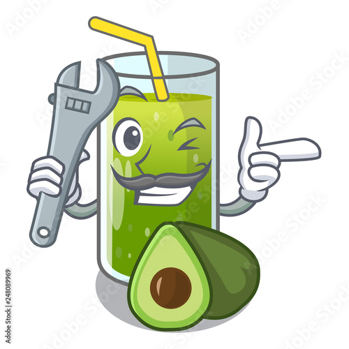 Mechanic avocado smoothies in the cartoon shape