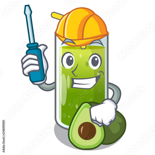Automotive avocado smoothies in the cartoon shape