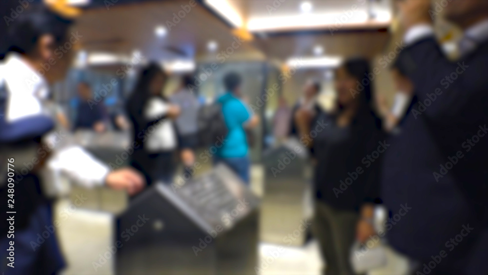 SHINJUKU, TOKYO, JAPAN - CIRCA MAY 2018 : Blurred view of SMOKING AREA near Shinjuku train station. SHINJUKU, TOKYO, JAPAN - CIRCA MAY 2018 : Blurred view of SMOKING AREA near Shinjuku train station.
