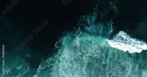 Wallpaper Mural Top down aerial view of giant ocean waves crashing and foaming Torontodigital.ca