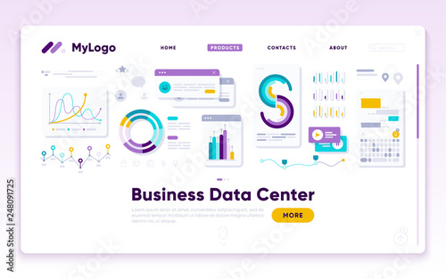 Infographic dashboard template. Modern ui interface, chart and diagrams. Analytical vector report with abstract logo.