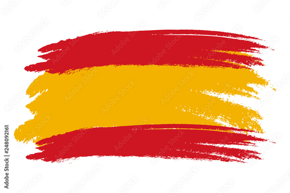 Spain flag. Brush painted Spain flag Hand drawn style illustration with a grunge effect and