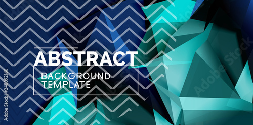 Fototapeta Naklejka Na Ścianę i Meble -  Color geometric abstract background, minimal abstraction design with mosaic style 3d shape