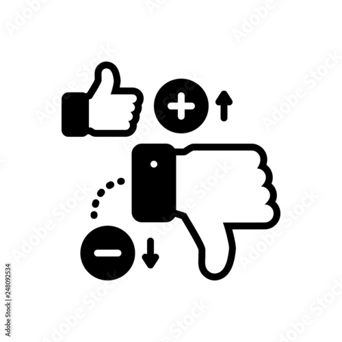 Black solid icon for disadvantage 
