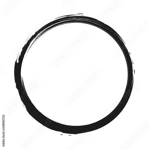vector brush strokes circles of paint on white background. Ink hand drawn paint brush circle. Logo, label design element vector illustration. Black abstract circle. Frame.