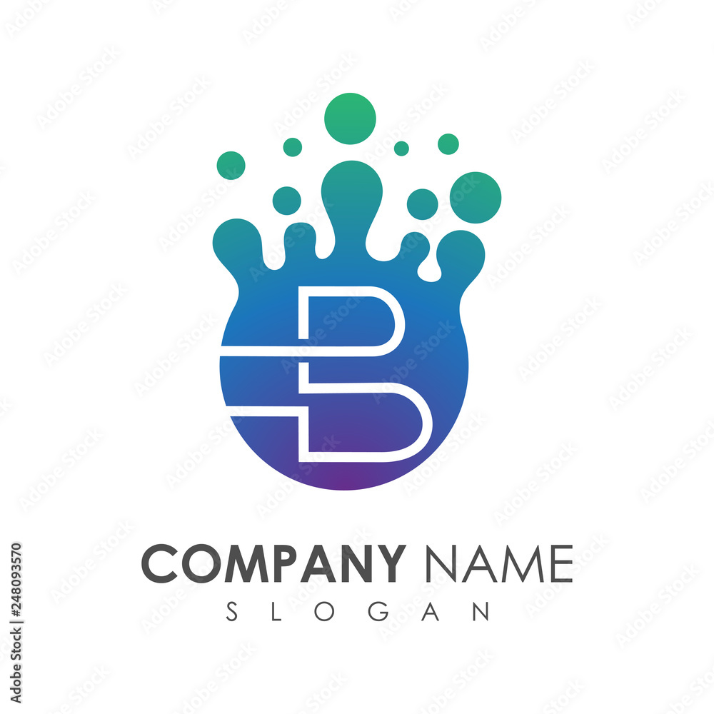 letter b in water splash logo template letter b in water splash logo template