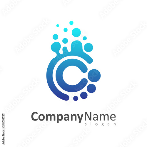 letter c and c with bubble shape logo design template, cc logo