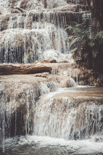 Beautiful water fall in Northern part of Thailand in Vintage tone