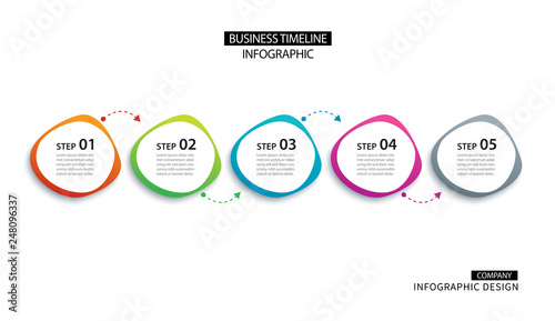 5 infographic with abstract option template. Presentation step business modern background.