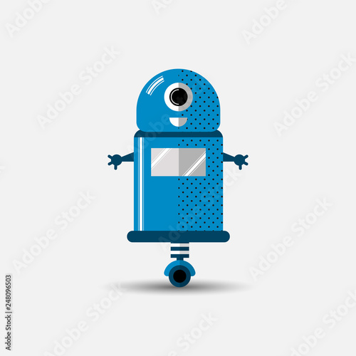 Funny vector robot icon in flat style isolated on grey background. Cute flat Vector illustration of Chatbot icon, vintage friendly AI robot. Customer support service chat bot. Cute cartoon robot icon
