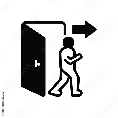 Black solid icon for exit 