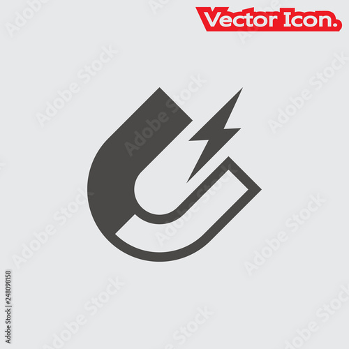 Magnet icon isolated sign symbol and flat style for app, web and digital design. Vector illustration.