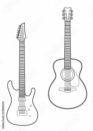 Drawing two guitars