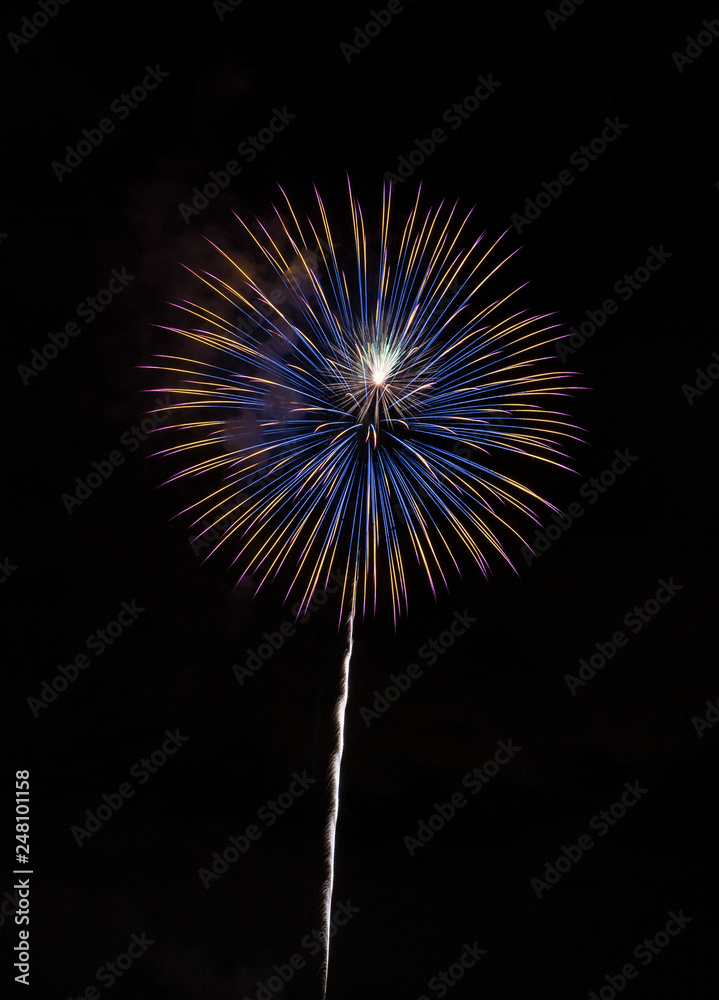 Closeup of isolated fireworks for compositing