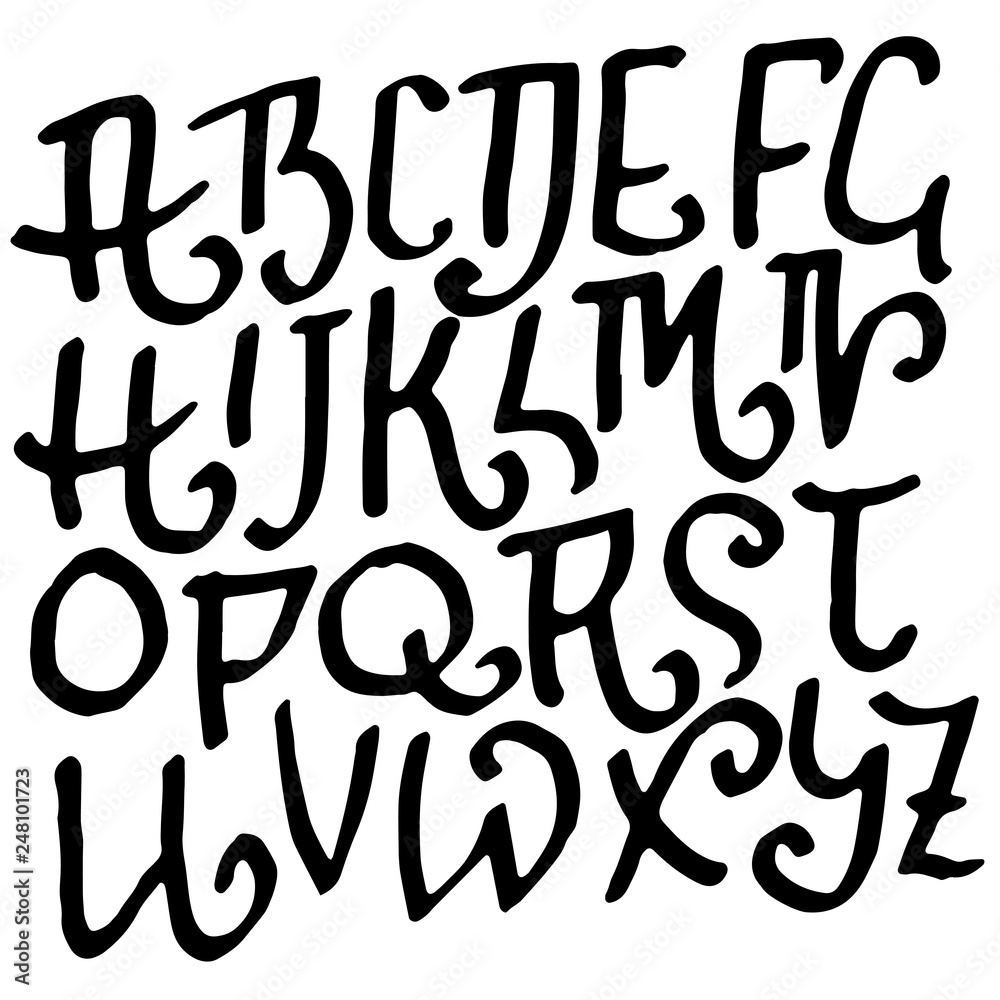 Simple alphabet letters. Handdrawn grunge ink font. Vector illustration. Simple alphabet letters. Handdrawn grunge ink font. Vector illustration.
