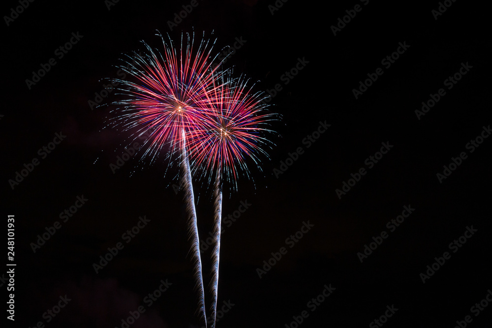 Closeup of isolated fireworks for compositing