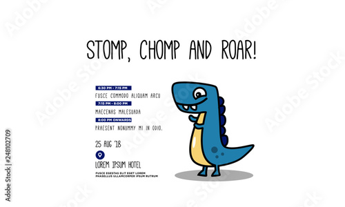 Stomp Chomp and Roar Invitation Design with Where and When Details