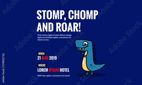 Stomp Chomp and Roar Invitation Design with Where and When Details