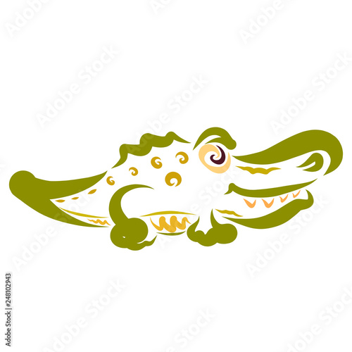 little cheerful green crocodile  cute animal  pattern