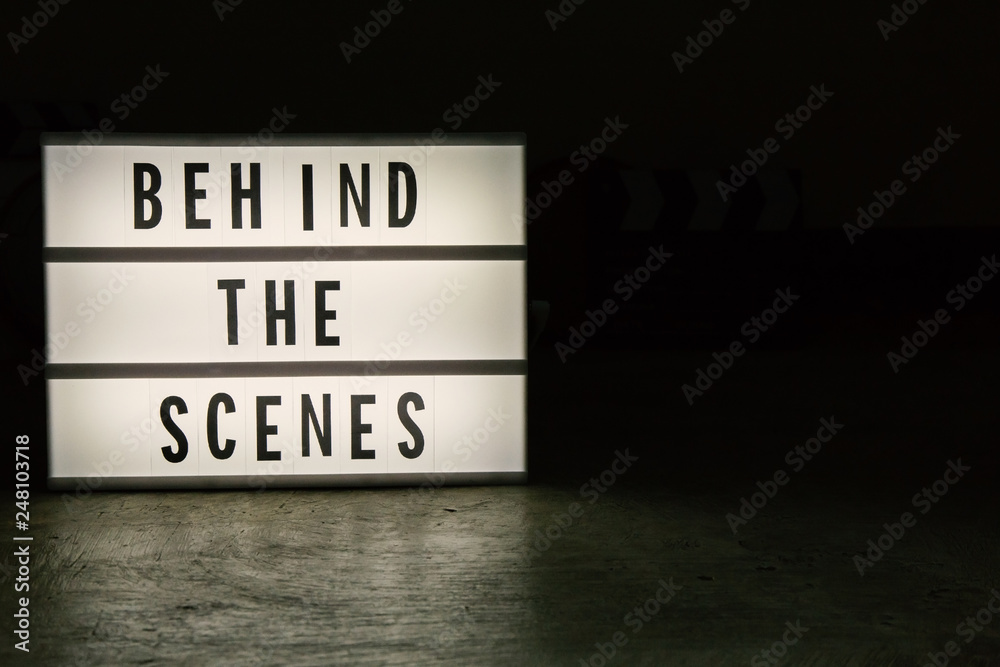 The cinema light box in dark tone film content.