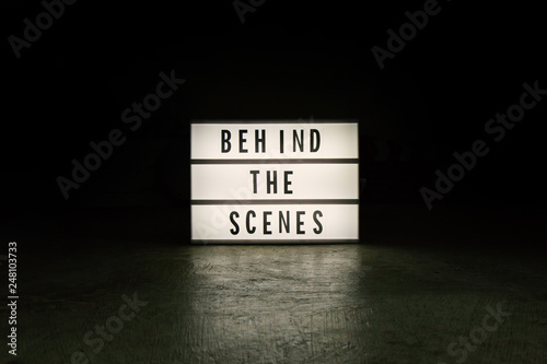 The cinema light box in dark tone film content. photo