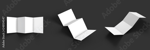 Magazine, booklet, postcard, flyer, trifold or brochure mockup template. Good for business presentations and advertisements. Mockup set on dark background. Vector Illustration.