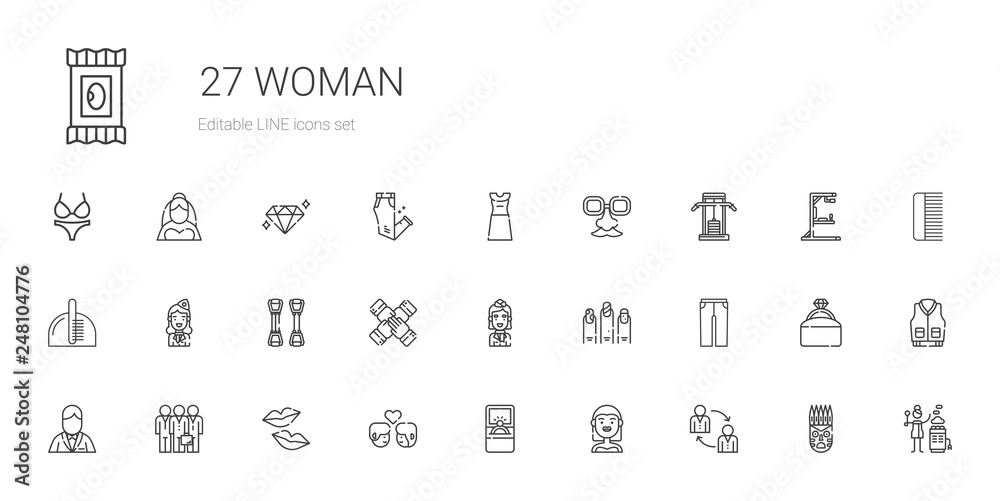 woman icons set