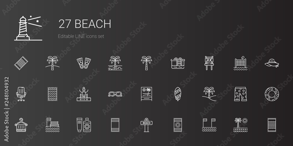 beach icons set beach icons set