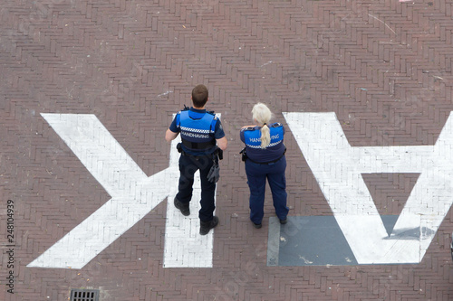Law enforcement officers on scooters in Leeuwarden,  the Netherlands 2018 photo